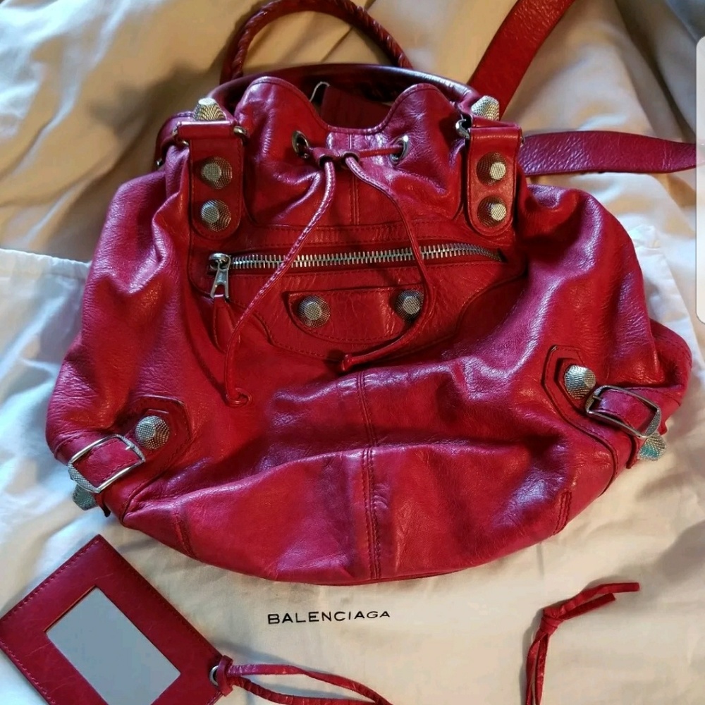 ** SOLD **Authentic Balenciaga Pompon Bag, Red